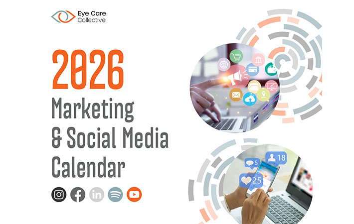 A graphic depicting the 2026 marketing and social media calendar